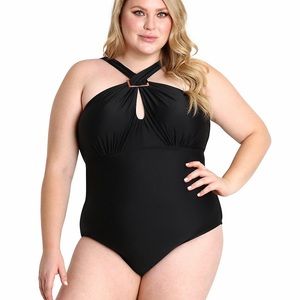 🎉HP🎉 Plus Size Raven One-Piece Swimsuit in Black